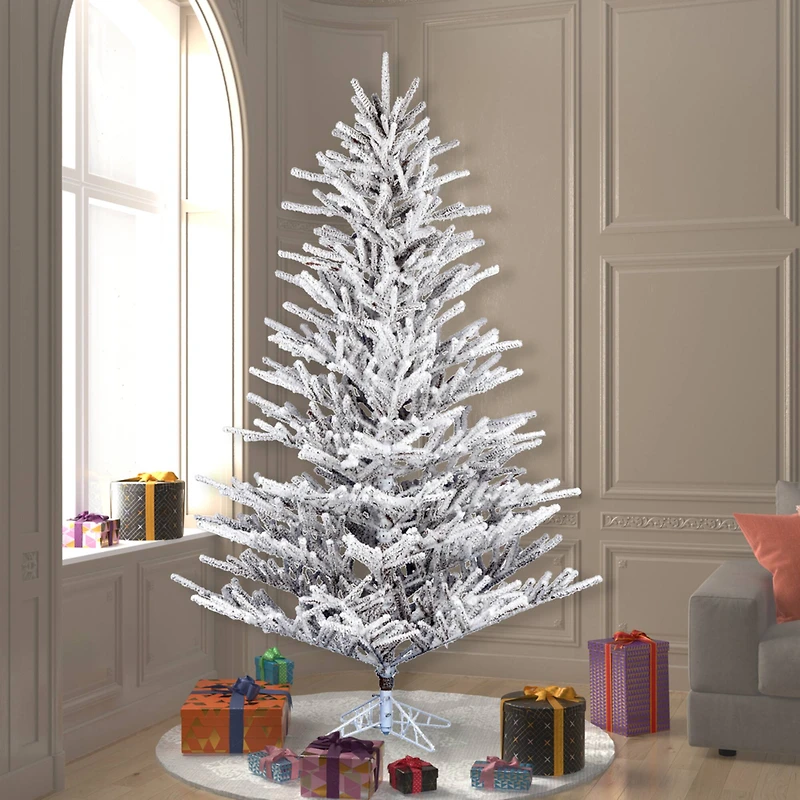 7.5ft. Unlit Flocked Stick Pine Artificial Christmas Tree