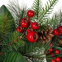 Glitzhome® 24" Pre-Lit Berry, Magnolia Leaf & Pinecone Wreath