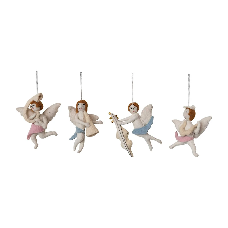 Hello Honey® Handmade Wool Felt Cherub Ornaments with Musical Instruments Set
