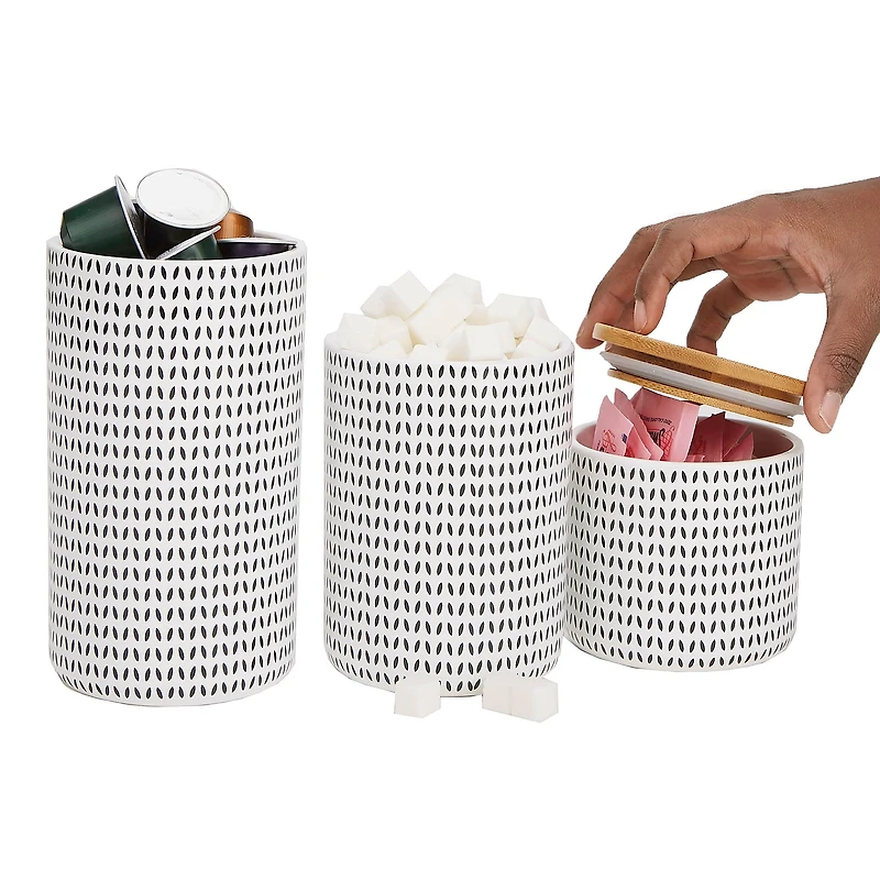 Mind Reader Blue Round Ceramic Canister Set with Lids, 3ct.