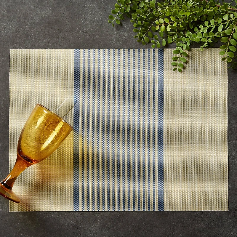 DII® French Blue Middle Stripe PVC Woven Placemat, 6ct.