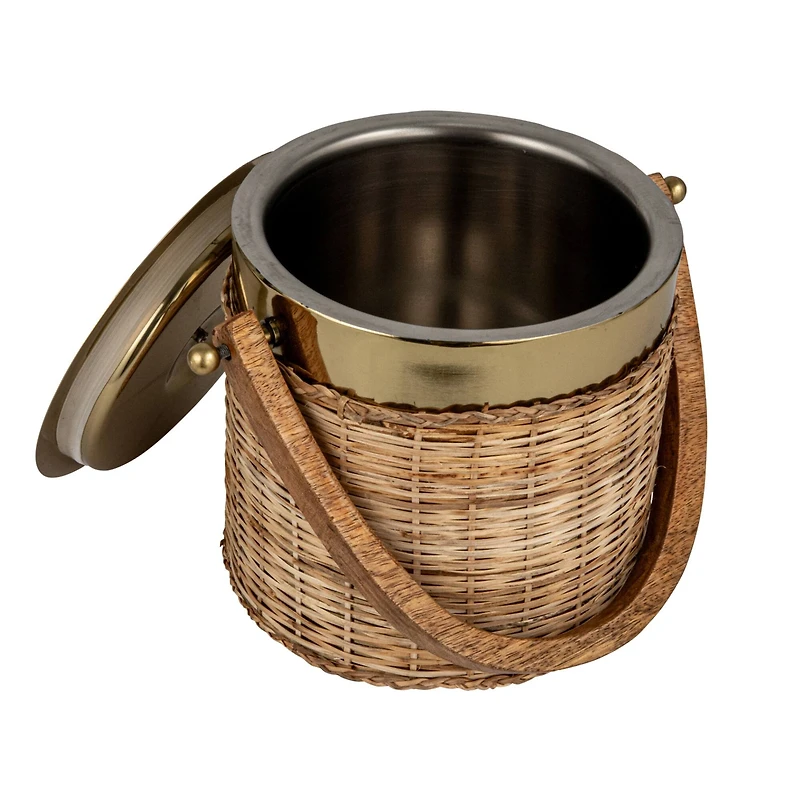 Hello Honey® 3qt. Boho-Chic Rattan & Steel Ice Bucket
