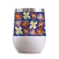 11oz. Navy Abstract Floral Pattern Stainless Steel Wine Tumbler