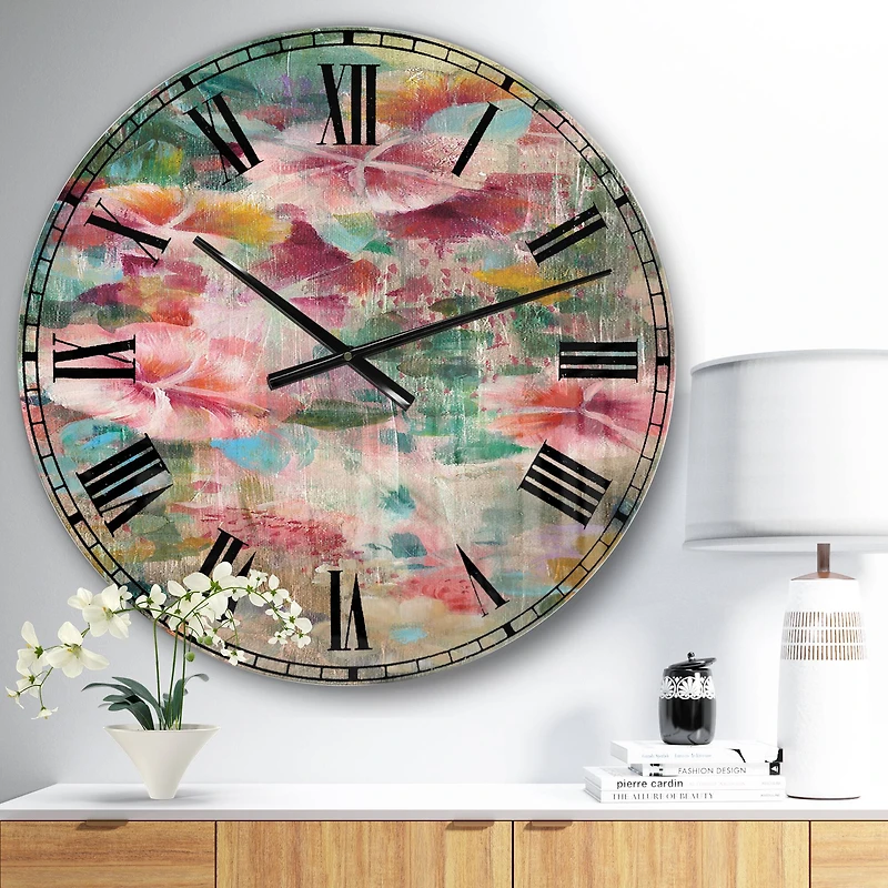 Designart 'Flower Shower Iii Cabin Wall Clock