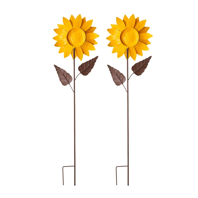 Glitzhome® 42" Fall Metal Sunflower Yard Stake Set