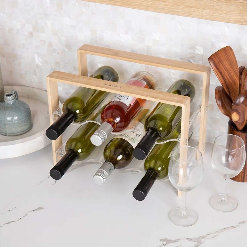 Mind Reader Modern Collection Bamboo & Acrylic 6 Bottle Wine Rack