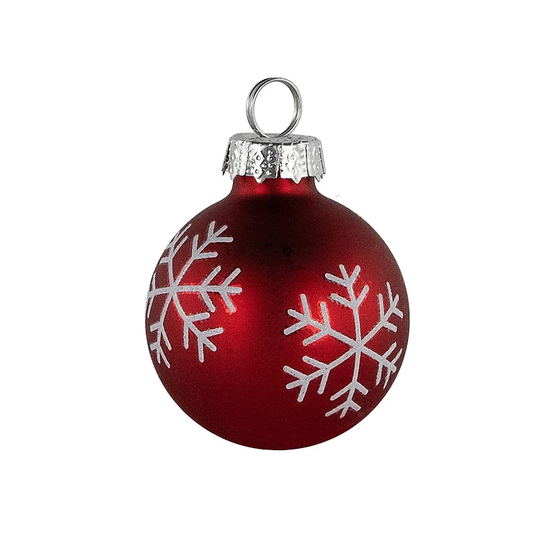 2" Red with Snowflake Accents Christmas Glass Ball Ornament Place Card Holders, 6 ct.