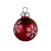 2" Red with Snowflake Accents Christmas Glass Ball Ornament Place Card Holders, 6 ct.