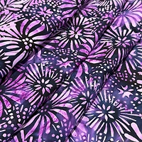 Feldman Batik Plum Tonal Stamp Daisy Cotton Fabric