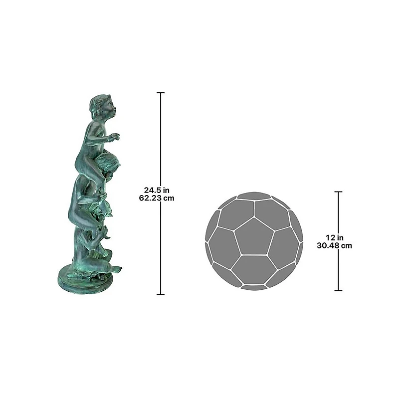 Design Toscano Medium Child's Play Stacked Children Spitting Cast Bronze Statue