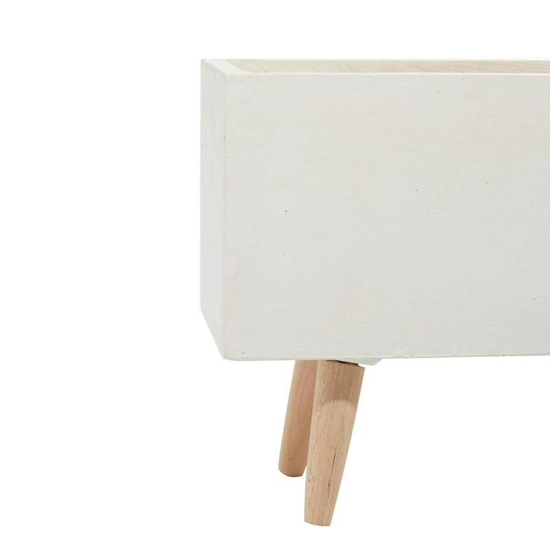 Set of 2 White Fiber clay Contemporary Planter, 17", 21"