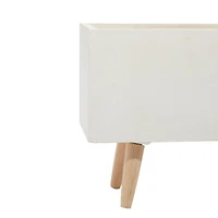 Set of 2 White Fiber clay Contemporary Planter, 17", 21"