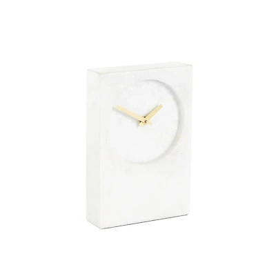 9" White Marble Rectangular Clock