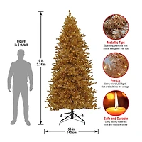 9ft. Pre-Lit True Gold Metallic Artificial Christmas Tree, White LED Lights
