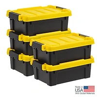 IRIS® 13.3qt. Black Store-It-All Utility Totes with Yellow Buckle Lids, 5ct.