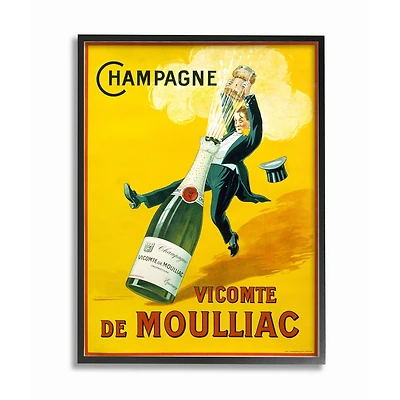 Stupell Industries Vintage Champagne Vicomte de Moulliac Wall Accent with Black Frame