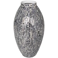 15" Gray Mother of Pearl Handmade Mosaic Inspired Vase