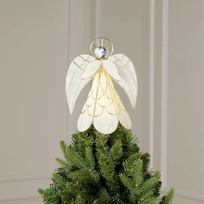 12" Faux Capiz Angel Lighted Tree Topper by Ashland®