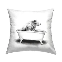 Stupell Industries Bear in Bathtub Smiling Funny Animal Design Throw Pillow, 18" x 18"