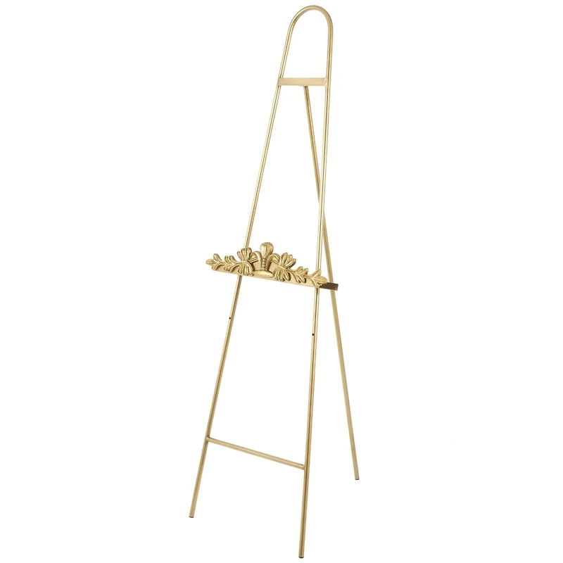 63" Gold Metal Arched Foldable 2-Tier Display Easel with Vine Emblem
