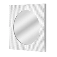 American Art Decor Carved Recollections Box Top Carved Mirror in Distressed White - 24" x 24"