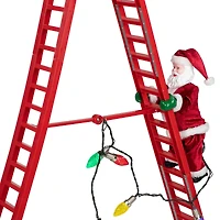 4ft. Animated Lighted Musical Santa Climbing Ladder Christmas Decoration