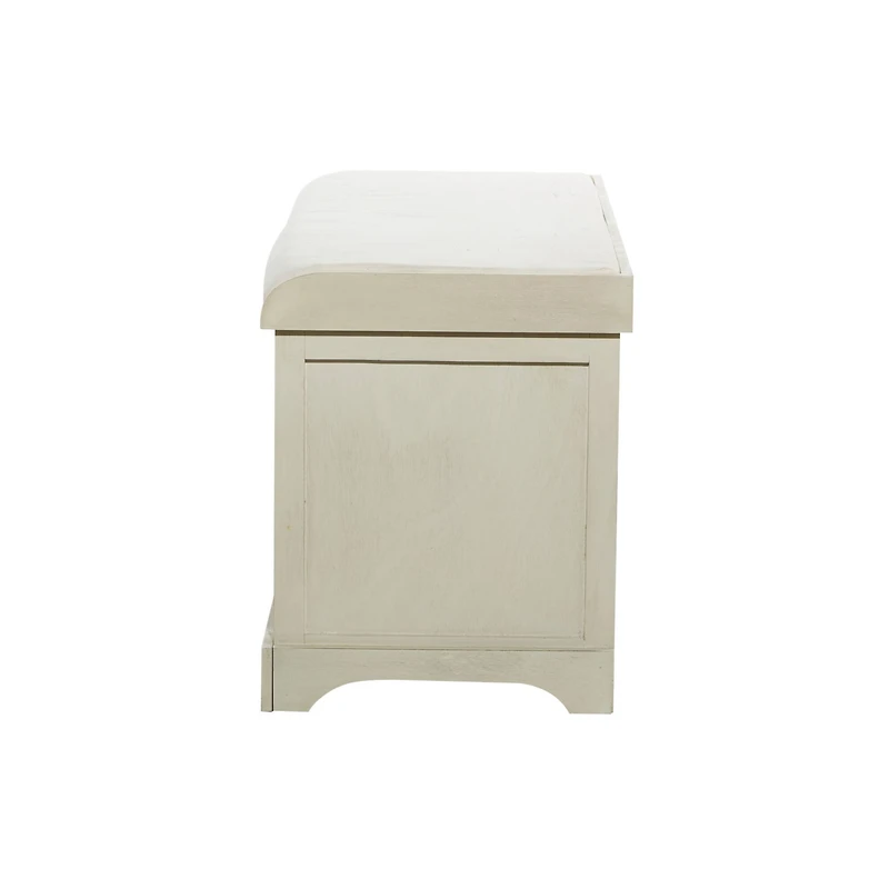 White Traditional Wood Storage Bench, 20" x 34"