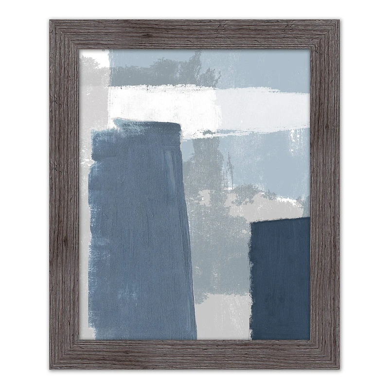 Painterly Blue Abstract Wall Print in Western Gray Frame
