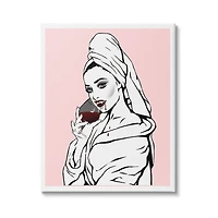 Stupell Industries Pink Vampire Fashionista Drinking Wine Canvas Wall Art