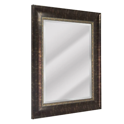 Head West Bronze Distressed 30.5" x 36.5" Framed Beveled Accent Vanity Mirror