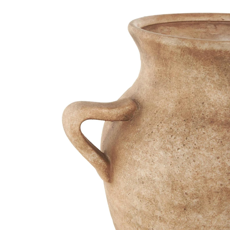 12.25" Copper Ceramic Antique Style Textured Vase with Handles