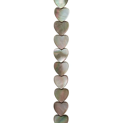 Gray Shell Heart Beads, 10mm by Bead Landing™