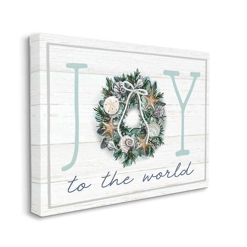 Stupell Industries Joy To The World Nautical Wreath Canvas Wall Art