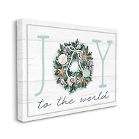 Stupell Industries Joy To The World Nautical Wreath Canvas Wall Art