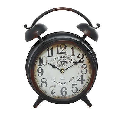 13" Black Metal Vintage Clock