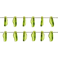12 Pack: Peridot Green Glass Leaf Beads, 18mm by Bead Landing™