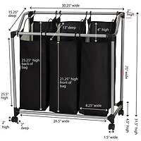 Household Essentials Rolling Mesh Triple Laundry Sorter