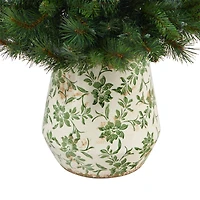 4.5ft. Pre-Lit West Virginia Mountain Pine Artificial Christmas Tree in Floral Planter, Clear Lights