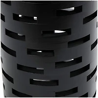 Black Wood Brick Inspired Cutout Geometric Accent Table