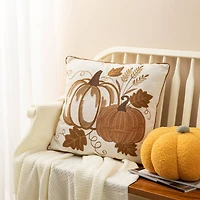 Glitzhome® Cotton Embroidered Pumpkin Pillow Cover