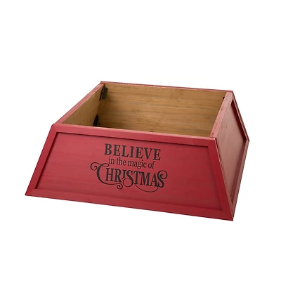 Glitzhome® 32" Red Trapezoid Believe in the Magic Christmas Tree Collar