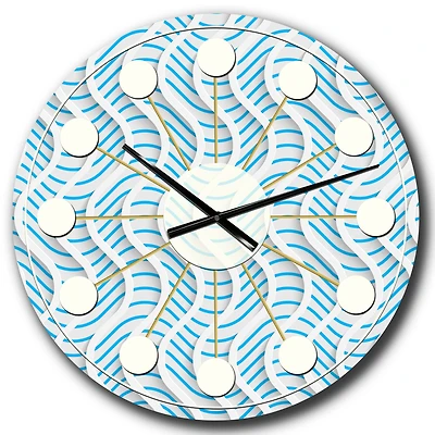 Designart 3D White & Light Blue Pattern II Mid-Century Modern Wall Clock