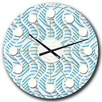 Designart 3D White & Light Blue Pattern II Mid-Century Modern Wall Clock