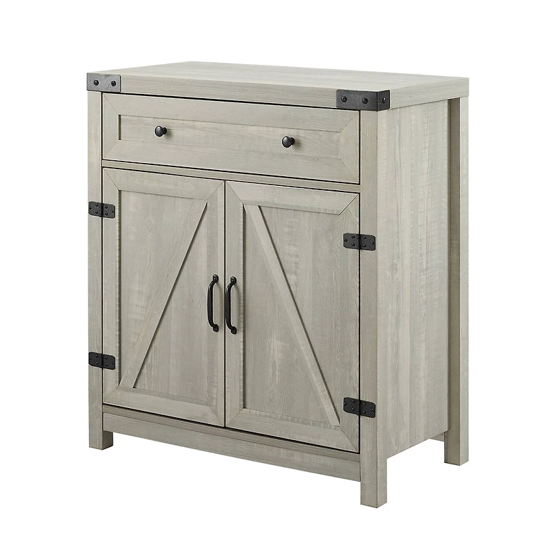 Walker Edison Stone Gray Farmhouse Barn Door Accent Cabinet
