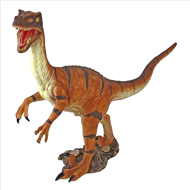 Design Toscano 15.5" Tall Velociraptor Scaled Dinosaur Statue