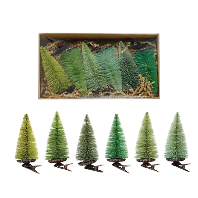 Hello Honey® Green Sisal Bottle Brush Tree Clip-on Ornaments Boxed Set