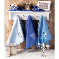 DII® Assorted Blue Hanukkah Embroidered Dishtowels Set
