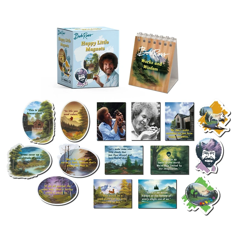 10 Pack: Bob Ross Happy Little Magnet Set