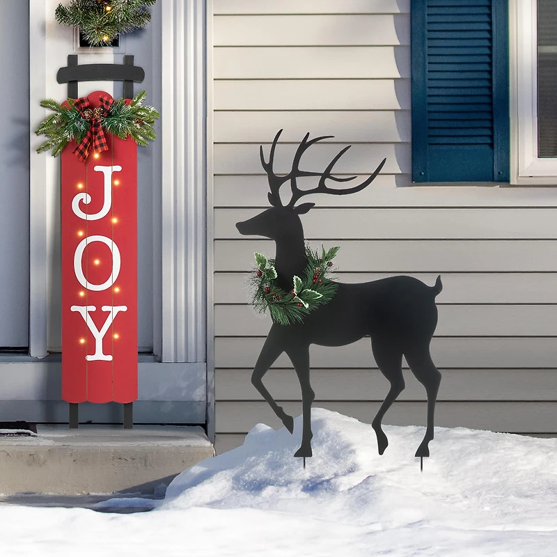Glitzhome® Metal Reindeer Silhouette Yard Stake Set