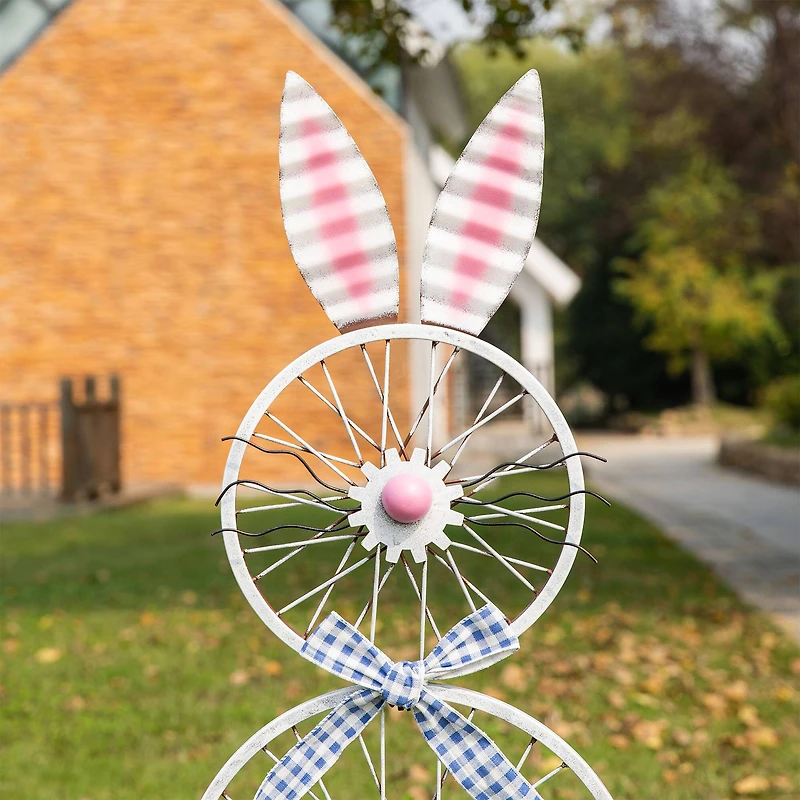 Glitzhome® 38" Easter Wheel Bunny Metal Décor